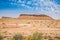 Landscape view on nature between Erfoud and El Jorf with huge stone hill