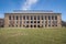 Landscape view of the Neoclassical North Hall and Library at Bronx Community College in the