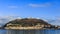 Landscape view of the Old Town and mount Urgull in San Sebastian,