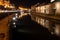 Landscape view of Otaru canals and warehouse at night in Hokkaido Japan