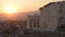 Landscape view over Porch of the Maidens, Erechtheion, Acropolis, Athens, Greece, at sunse