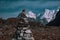 Landscape view of pyramids made of stones.