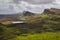 Landscape view of Quiraing mountains on Isle of Skye, Scottish highlands