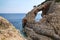 Landscape view of rocky formations Korakonissi in Zakynthos