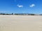 Landscape view with sea sand and sky in Taormina beach.