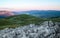 Landscape view from Sinjal or Dinara 1831 m mountain - the highest point of Croatia in the Dinaric Alps on the border between