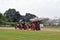 Landscape view of a small steam engine at the Wield of Kent steam Rally