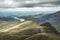 Landscape view from Snowdon towards Llanberis on Spring day