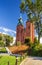 Landscape view steps leading to Royal Gniezno Cathedral. Cathedral Basilica of the Assumption of the Blessed Virgin Mary and St.