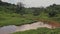 Landscape view of a stream flowing in Aberdare National Park, Kenya, on a cloudy