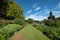 Landscape view of the stunning garden at Jardin du Plessis Sasnieres in the Loire Valley, France.