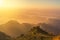 Landscape view of sunrise with fog in early morning on Phu Chi Dao or Phu Chee Dao mountain