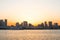 Landscape View of sunset and one boat at sumida river viewpoint