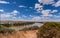 Landscape view of sweeping bend on the mighty Murray River near Young Husband in South Australia