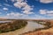 Landscape view of sweeping bend on the mighty Murray River near Young Husband in South Australia