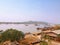 Landscape view from Tadar Road Bridge Sagaing Irrawaddy River ap