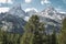 Landscape view of the Teton Range in Grand Teton National Park from Teton Glacier Turnout