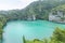 landscape view of Thale Nai lagoon emerald saltwater lake or crystal lagoon at Mae Koh island in Mu Ko Ang Thong National Park, T