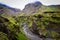 Landscape view of Thorsmork mountains canyon and river, Iceland