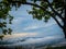 Landscape view from the top covering the clouds in the sky. Aerial view of haridwar city in India