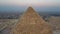 Landscape view of the top of Pyramid of Khafre , Giza pyramids landscape. historical egypt pyramids shot by drone.