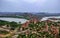 Landscape view of Tungabhadra river from Matanga hill at Hampi