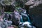Landscape view of the waterfall in the Toubkal National Park.