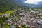 Landscape of village and town in beautiful Chamonix valley