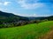 The landscape of the village with a vineyard, forest, hills. Schwarzwald. Germany.