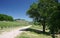 Landscape with vineyards-trees-fields-wine village in southern Germany