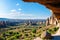 The landscape of volcanic rock formations in Turkey.