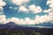 Landscape volcano with blue sky in Bali, Indonesia, vintage tone