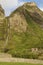 Landscape with waterfall in Faja Grande, Flores island. Azores,