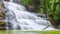 Landscape waterfall flowing into soft silk sheet