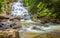 Landscape waterfall flowing into soft silk sheet