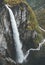 Landscape Waterfall Vettisfossen aerial view in Norway