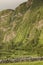 Landscape with waterfalls in Faja Grande, Flores island. Azores, Portugal