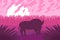 Landscape with wild bizon on field