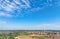 Landscape of wind farm. Wind energy. Wind power. Sustainable, renewable energy. Wind turbines generate electricity. Sustainable