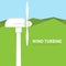 Landscape with wind turbine. Vector