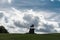 Landscape in Windsor Great Park in England with Copper Horse Statue of King George III