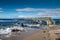 Landscape wooden bridge at Ballycastle beach, Northern Ireland