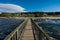 Landscape wooden bridge at Ballycastle beach, Northern Ireland