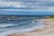 Landscape wooden bridge at Ballycastle beach, Northern Ireland