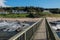 Landscape wooden bridge at Ballycastle beach, Northern Ireland