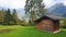 Landscape with a wooden hayloft.