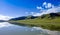 Landscape of Yamdrok lake and blue sky with color filter