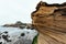 Landscape of Yehliu Geopark, a cape on the north coast of Taiwan. A landscape of honeycomb and mushroom rocks eroded by the sea.