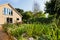 Landscaped domestic garden in the sunlight