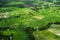 Landscaped high angle view of rice field in countryside Vang Vieng, Laos